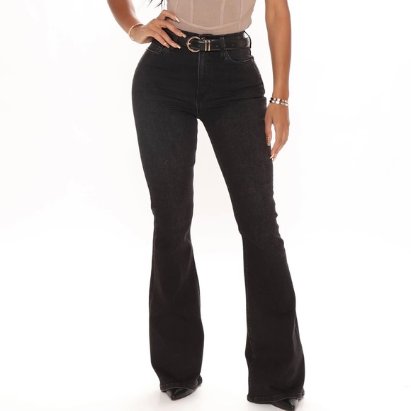 Black Stretch Flare Jeans - Picture 4 of 7
